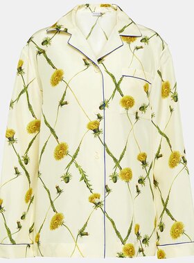 潮奢 Burberry 巴宝莉 女士 花朵真丝府绸衬衫式睡衣 001302