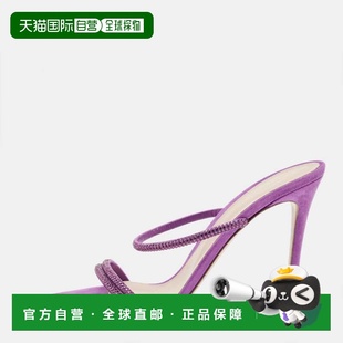 自营Gianvito Rossi Purple Suede Crystal Embellished Cannes S