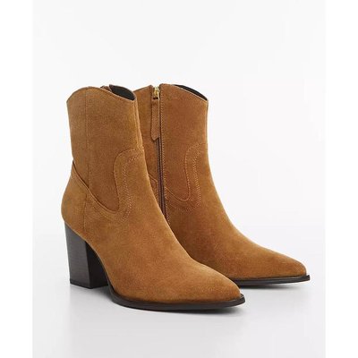 美国直邮MANGO|女士高跟绒面革短靴