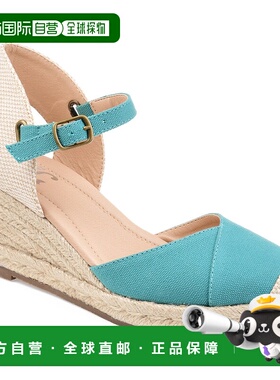 自营 Journee Collection 女式 Tru 舒适泡沫 Ashlyn 坡跟鞋 蓝绿