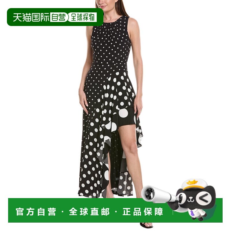 自营Milly Spencer圆点组合无袖荷叶边长裙-黑色 美国奥莱直发
