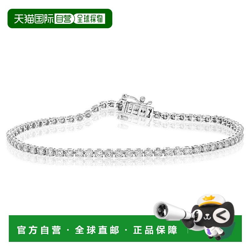 自营 vir jewels2 克拉 67 颗宝石圆形天然钻石手链 14K 白金爪镶