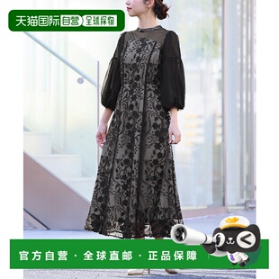 花柄刺绣半透明泡泡袖 女装 小高领派对连衣 日本直邮GIRL 1h可退