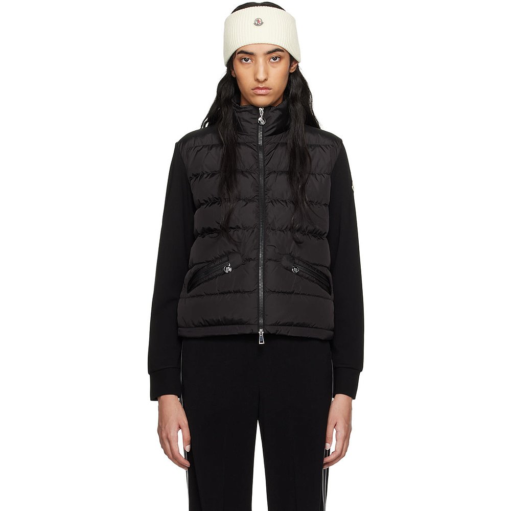 潮奢 Moncler 盟可睐 女士 黑色拼接羽绒夹克 J20938G0000389ALE