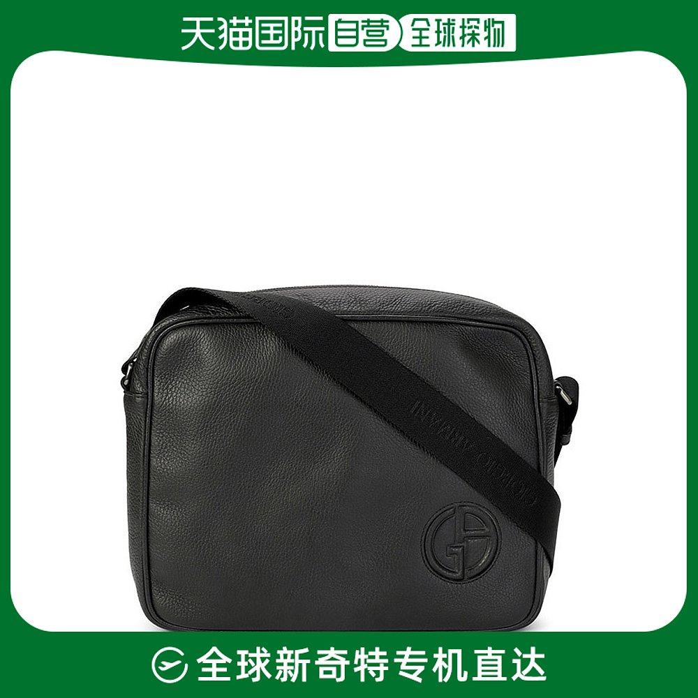 香港直邮Emporio Armani阿玛尼男士单肩包黑色正面徽标拉链简约