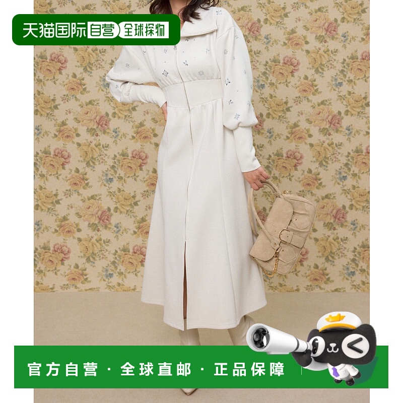 1h可退 日本直邮rienda女装2025秋冬华服 花卉图案加绒卫衣连衣裙