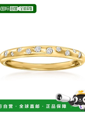 自营 14 克拉黄金 Ross-Simons 钻石斑点戒指 - 白色 美国奥莱直