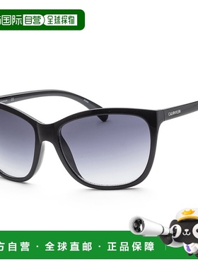 自营 Calvin Klein 女士 60 毫米太阳镜 - 黑色 美国奥莱直发