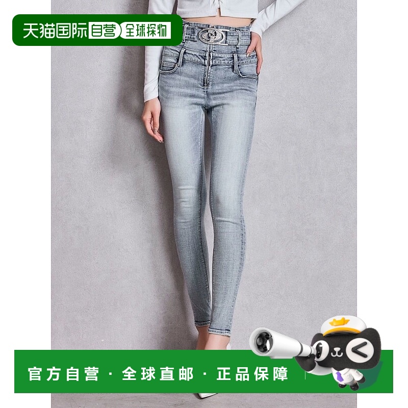 1h可退 日本直邮GYDA 女装 高腰弹力修身紧身牛仔裤 前置拉链设计