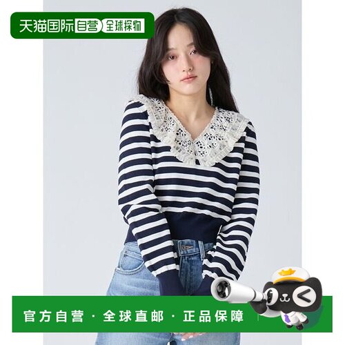 日本直邮LILY BROWN 蕾丝配色针织上衣