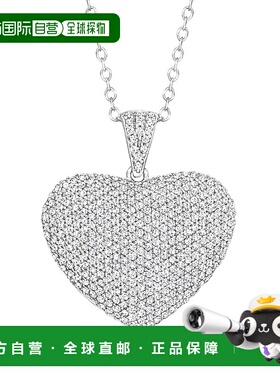 自营Ross-Simons Pave Diamond Heart Pendant Necklace in Sterl