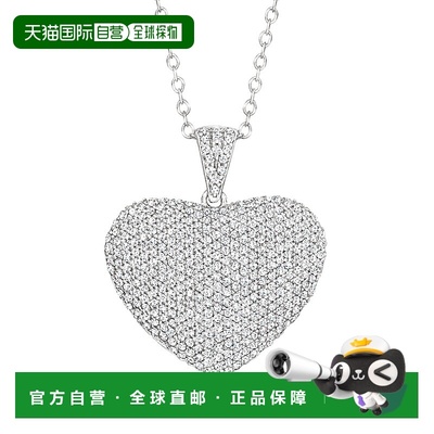 自营Ross-Simons Pave Diamond Heart Pendant Necklace in Sterl