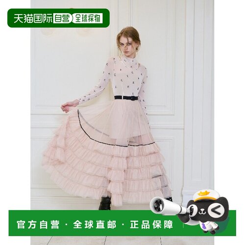 1h可退 日本直邮eimy istoire 女装 蕾丝拼接 多层蓬蓬裙 高腰设