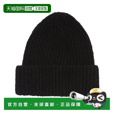 香港直邮ACNE STUDIOS男女同款羊毛黑色罗纹毛线帽