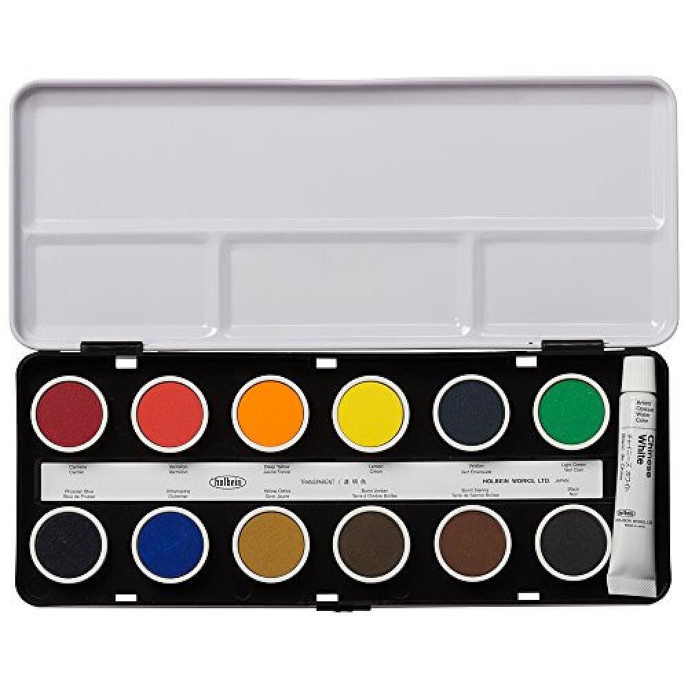 日本直邮Holbein荷尔拜因 固体水彩透明蛋糕盘12色 C010 直径25mm