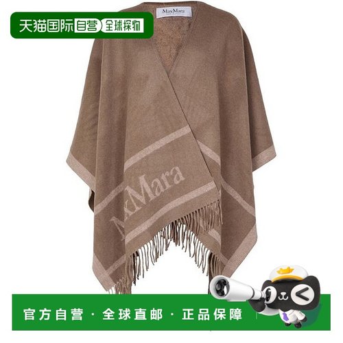 自营欧洲直邮MAXMARA麦丝玛拉 Hilde女士驼色羊毛印花logo标识流