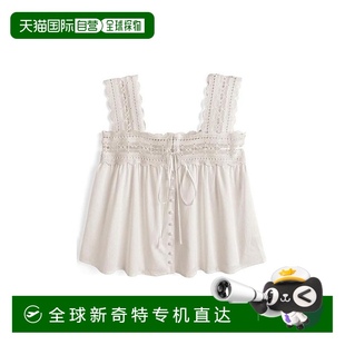 ac2552蝴蝶 日本直邮日潮 GRL 方领蕾丝荷叶边无袖 上衣