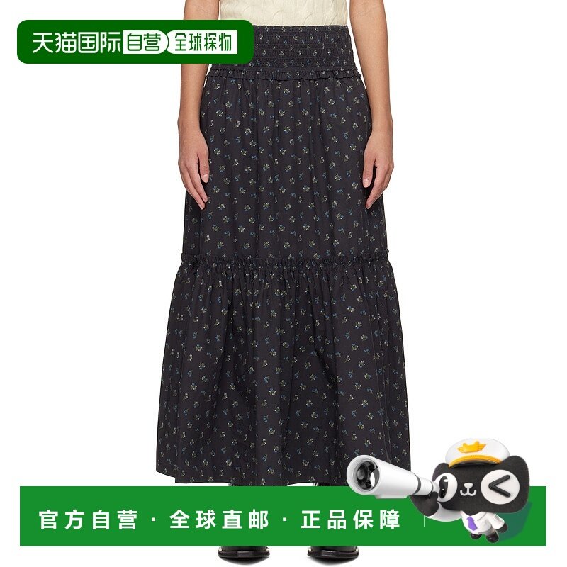 香港直邮潮奢 GANNI 甘尼 女士 黑色 Floral Printed 半身裙 W030