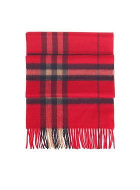 BURBERRY 女士围巾 38265521 SS2020 红色 格纹流苏围巾