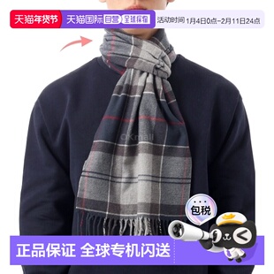 韩国直邮BARBOUR巴伯尔男女同款格子围巾复古羊毛流苏时尚