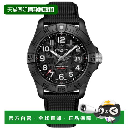 自营 breitling百年灵复仇者自动42夜任务黑色表盘陶瓷皮革表带男