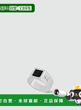 自营1h可退 欧洲直邮LV/路易威登 男士黑色/银色玛瑙/金属戒指