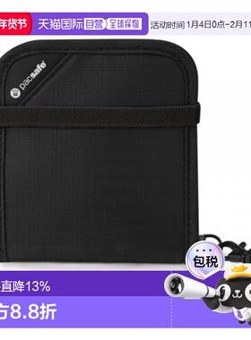 香港直邮Pacsafe两折防盗银包黑色简约休闲防消磁OP10556100旅行