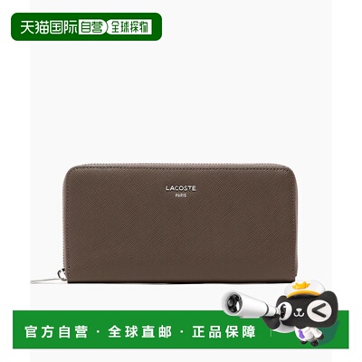 日本直邮LACOSTE 男女同款 压纹牛皮拉链长款钱包 NH1690KP