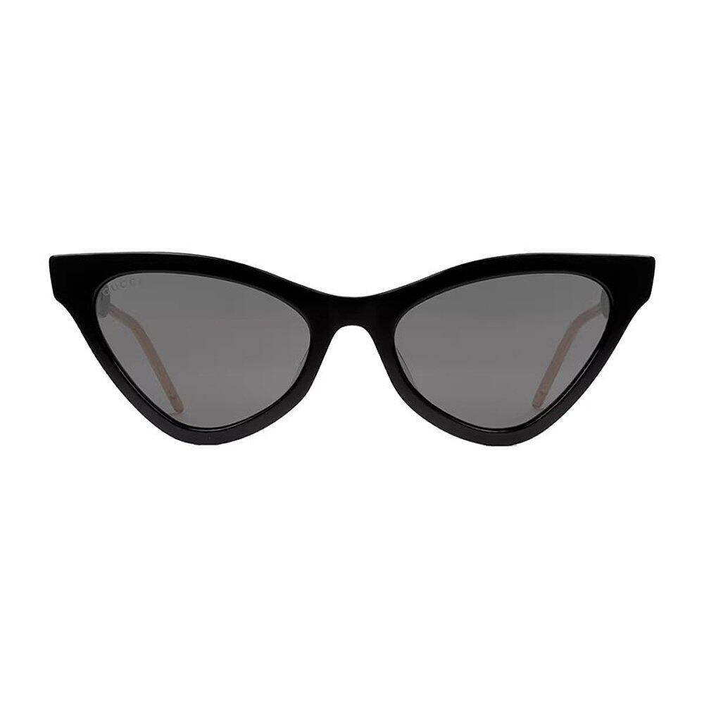 GUCCI/古驰 女款黑色醋纤猫眼造型镜框灰色镜片太阳镜