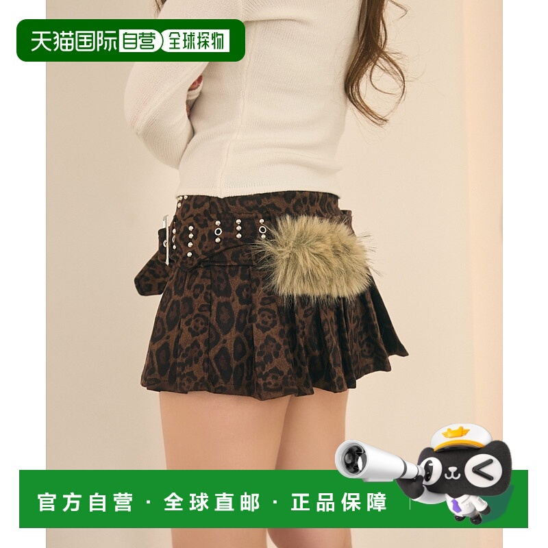 1h可退 日本直邮titty&Co. 女装 宽松褶皱迷你裙 搭配铆钉腰带设