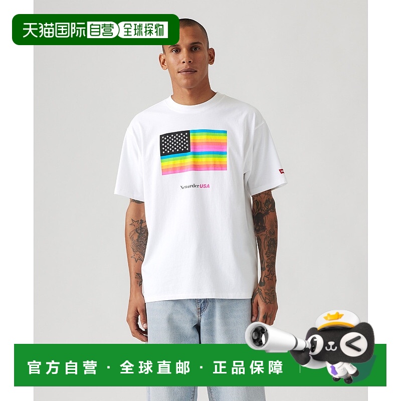 1h可退 日本直邮Levi's 男装 x New Order 联名 USA主题T恤 全棉