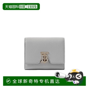 香港直邮Burberry 80704331牛皮拉链折叠 粒面皮质TB 紧凑型钱包