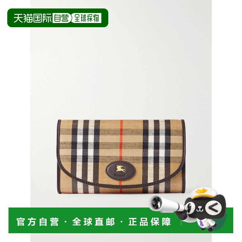 美国直邮Burberry 巴宝莉 女士 皮革饰边格纹涂层帆布手包 811227