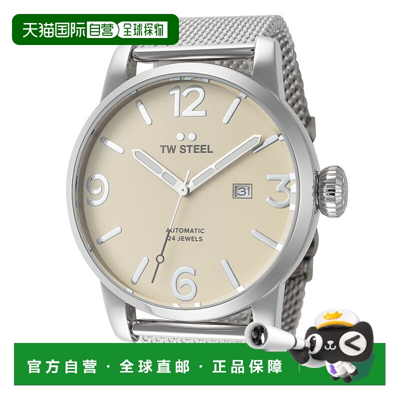 自营TW Steel Men's Maverick 48mm Silver Tone Automatic Watch