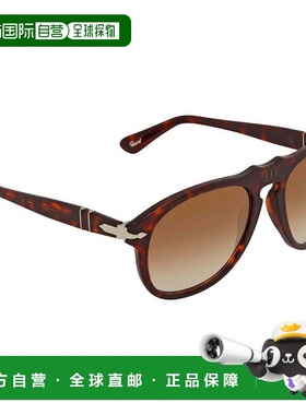 自营Persol Crystal Gradient Brown Pilot Men's Sunglasses PO0
