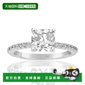 Suzy Levian 纯银圆形切割方晶锆石新娘订婚戒指 自营 白色 美