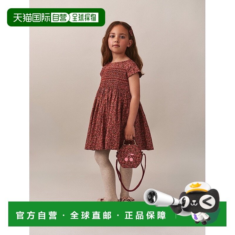 自营欧洲直邮Bonpoint小樱桃 Jadore女童红色有机棉Liberty布料旅