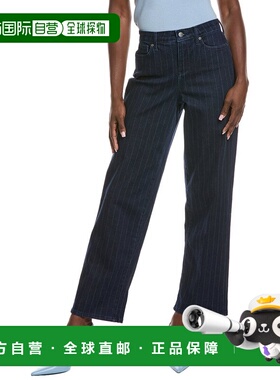 自营NYDJ Jemma Biscay Stripe Barrel Jean - brown 美国奥莱直