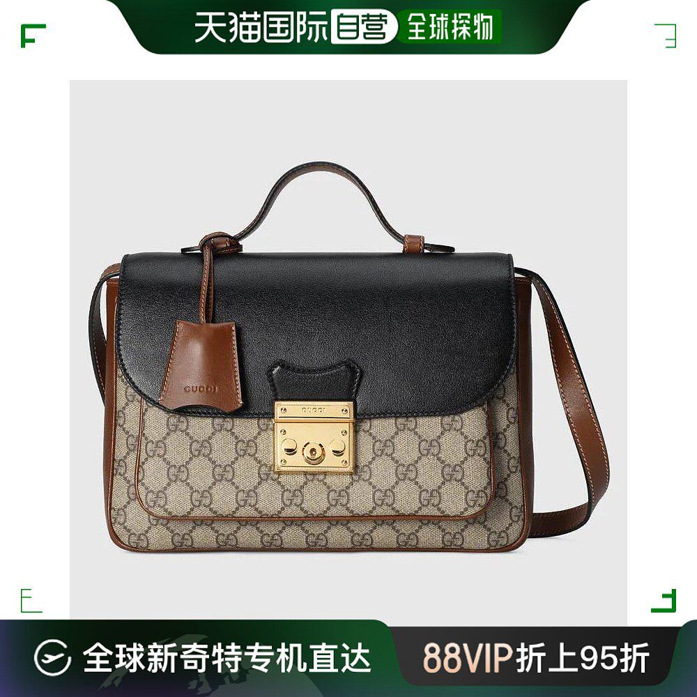 自营gucci/古驰 2021秋冬新款 padlock系列  女士小号老花帆布黑