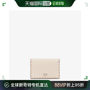 男士 香港直邮潮奢 芬迪 Selleria卡夹山茶花白皮革卡夹 Fendi