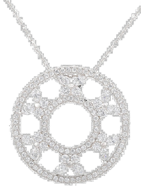 自营 Suzy Levian 纯银圆形蝴蝶方晶锆石项链 - 白色 美国奥莱直