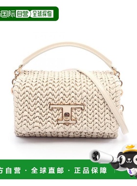 日本直邮中古Tods托德斯女包A级95新T Timeless系列羊皮斜挎包浅