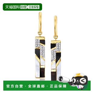 珍珠母贝和缟玛瑙吊式 Simons 耳环 金镀在纯 自营 克拉 Ross