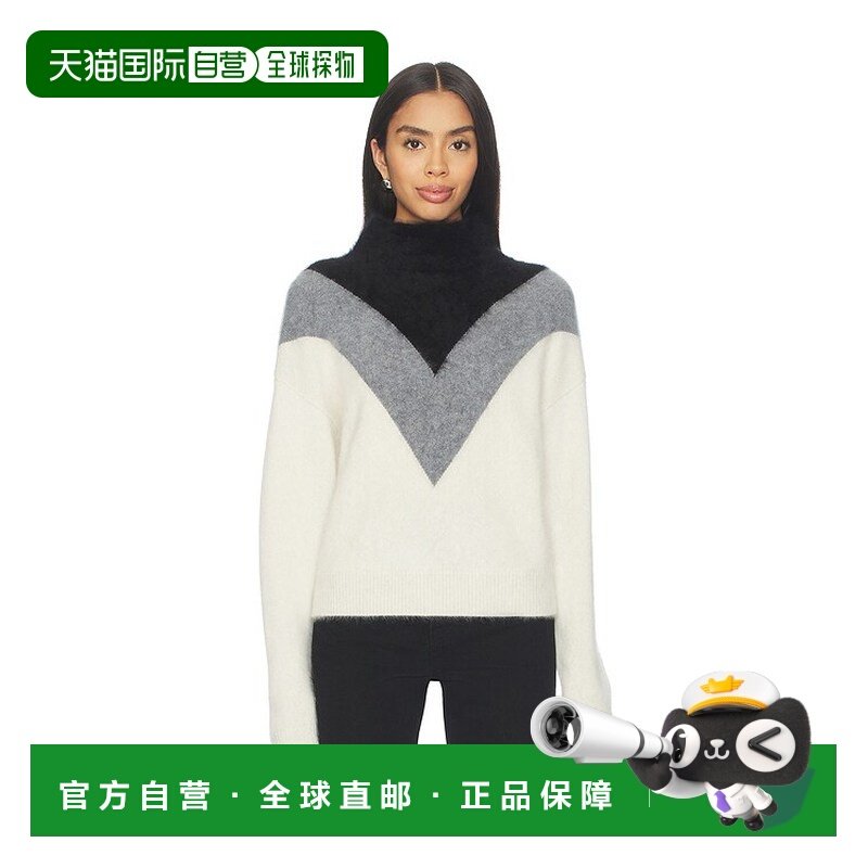 1h可退 香港直邮潮奢 THEORY 希尔瑞 女士 波浪纹拼接毛衣 P10187