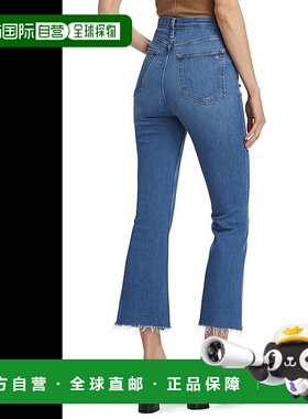 自营 Rag & Bone 女士 Casey 高腰九分喇叭牛仔裤 辛迪蓝 - 黑色