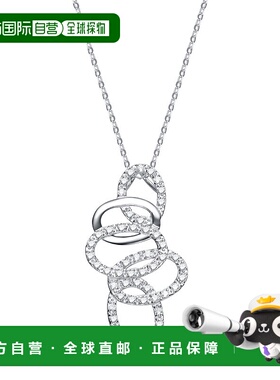 自营 GENEVIVE 925 纯银立方氧化锆椭圆形漩涡吊坠 - 银白色 美国