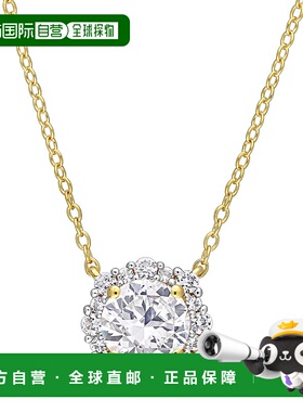 自营 mimi & max1 7/8 CT TGW 创造白色蓝宝石光环项链镀黄色纯银
