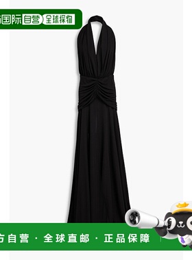 1h可退 香港直邮Alaia 女士 褶皱针织挂脖礼服 AA9R11543J031长裙