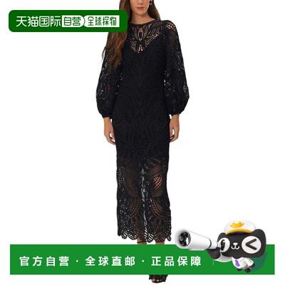 自营FARM Rio Nature Black Guipure Midi Dress - black 美国奥