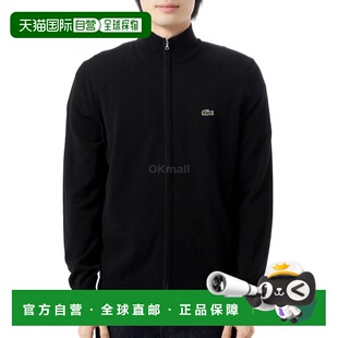 韩国直邮Lacoste毛衣男女同款黑色立领有机棉拉链舒适AH1957-031
